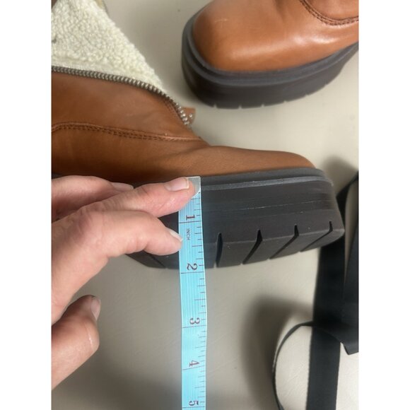 Sam Edelman Linds Brown Leather Chunky Heel Rounded Toe Zipper Ankle Boots SZ 9 - Picture 12 of 15